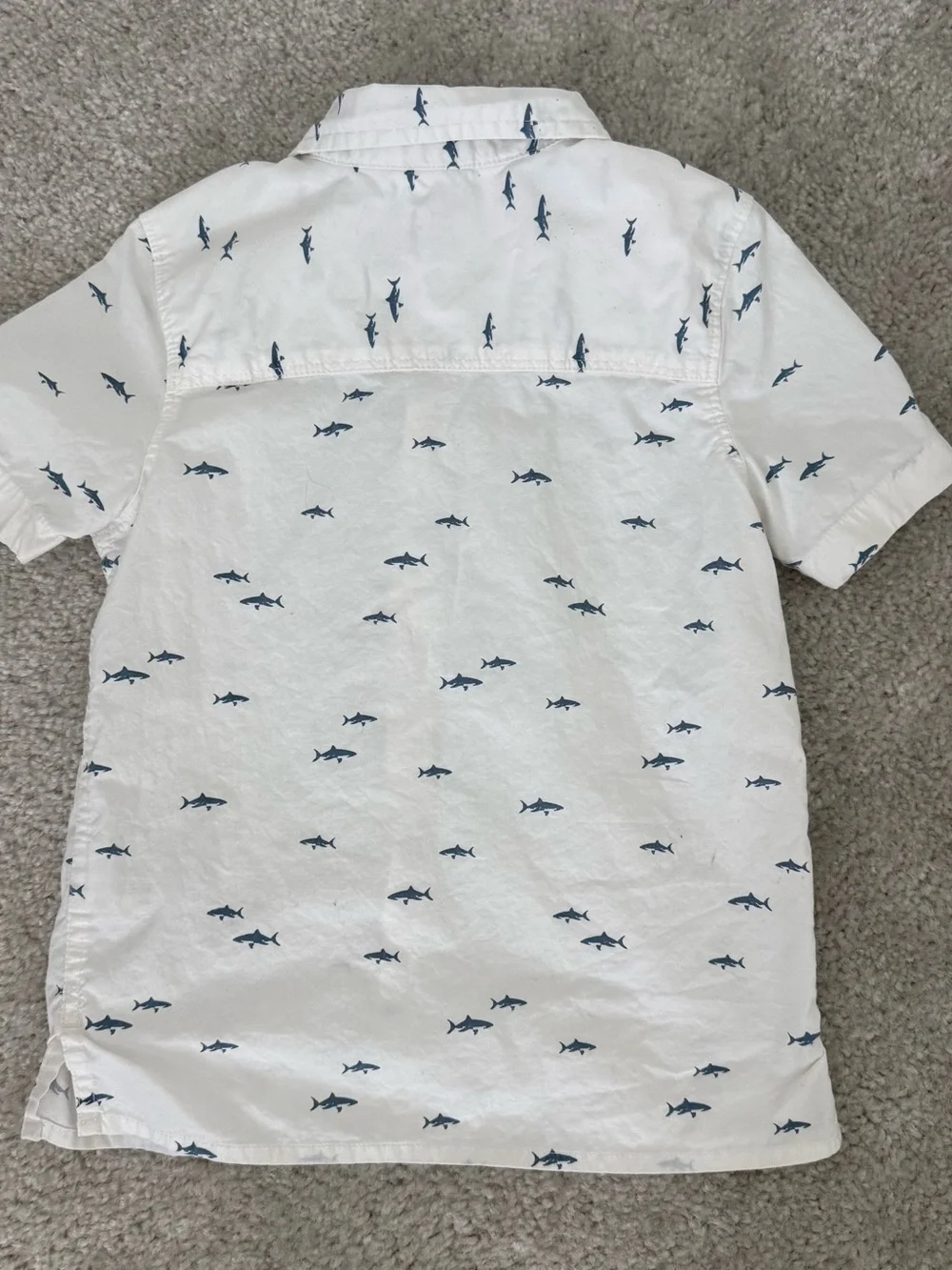 OshKosh B'gosh White Short-Sleeve Shark Print Shirt